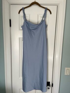 Light Blue Slip Dress with Chain Straps Size XS